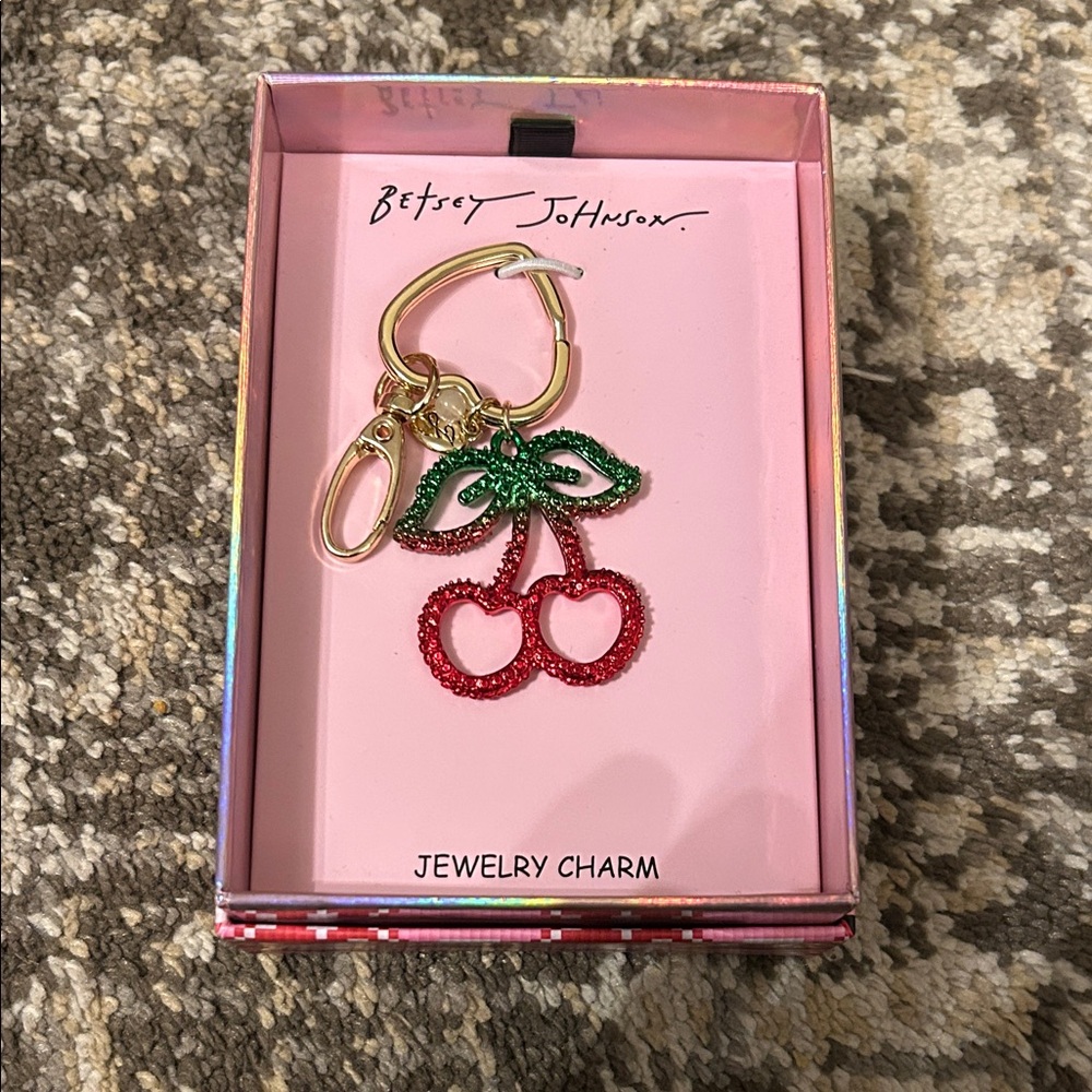 New Betsey Johnson Red Cherry Keychain